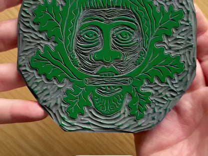 'Green Man' limited edition linocut print